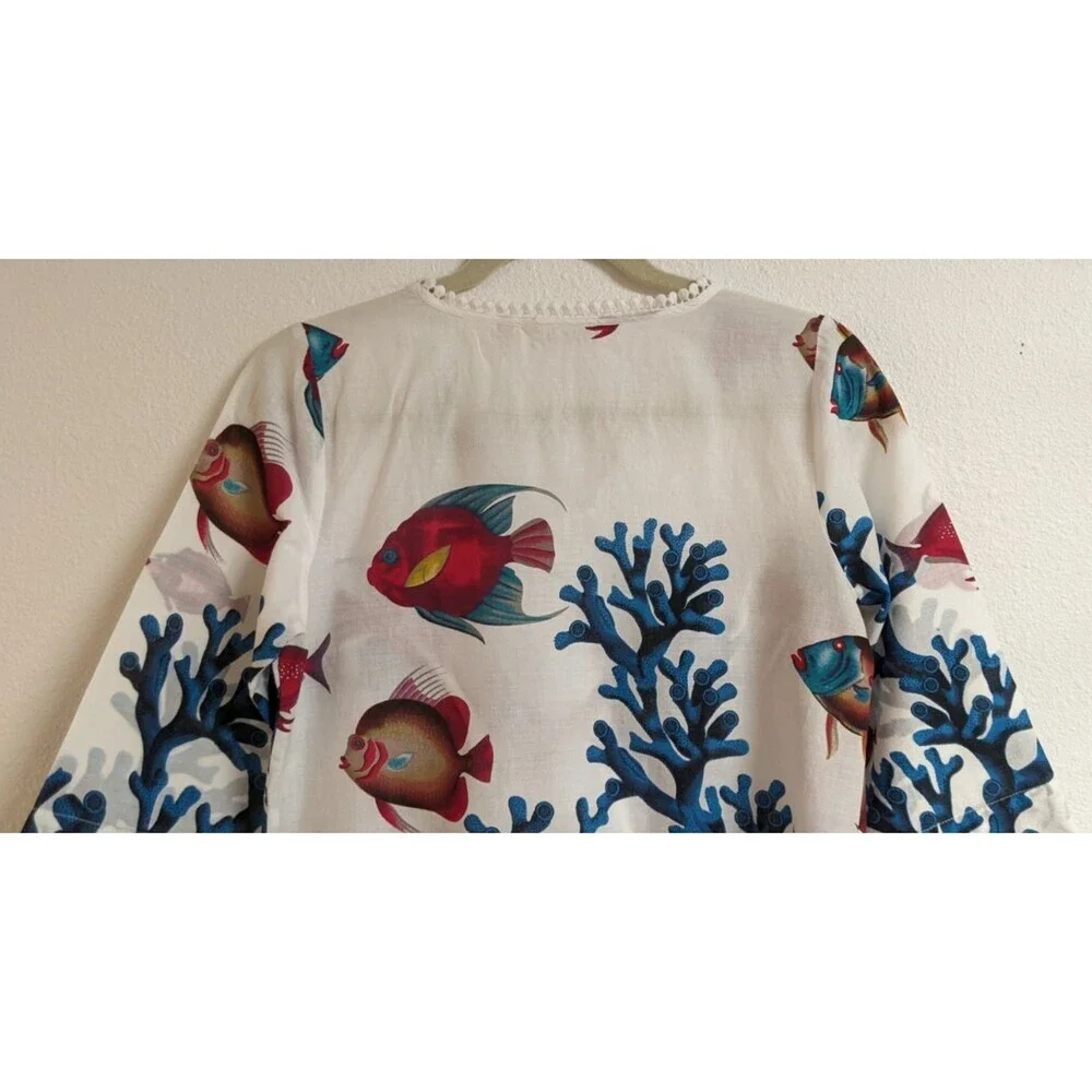 Women's Soft Surroundings Coral Reef Fish Seychelles Tunic/Dress/Cover-Up PXS - Picture 11 of 14